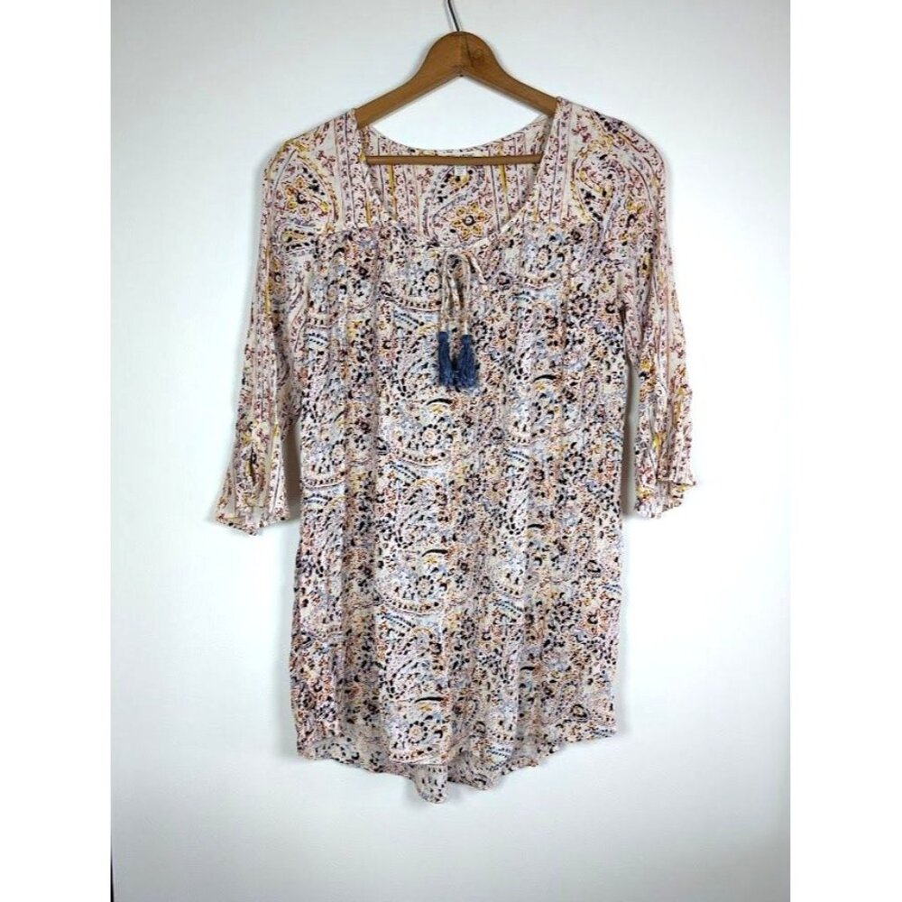 Billabong Dress Size Medium Paisley Floral Boho Summer Hippie Flowy Tassel Beach